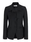 Rohe Notched Collar Wool-blend Jacket With Button Cuffs For Women In Black