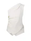 Rohe Off-shoulder Lapel Top In Off-white In Multi