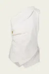 Rohe Off-shoulder Lapel Top In Off-white In Multi