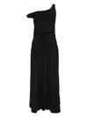 Rohe Off-shoulder Light Nylon Scuba Dress In Schwarz