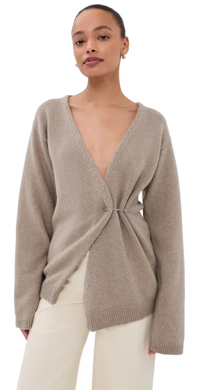 Rohe Off-shoulder Wrap Cardigan Light Taupe In Nude
