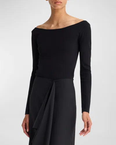 Rohe Off-the-shoulder Long-sleeve Top In Schwarz