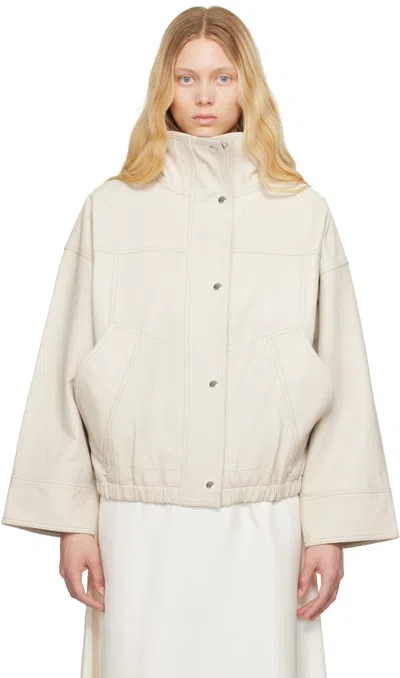 ROHE OFF-WHITE REINVENTED LEATHER BOMBER JACKET