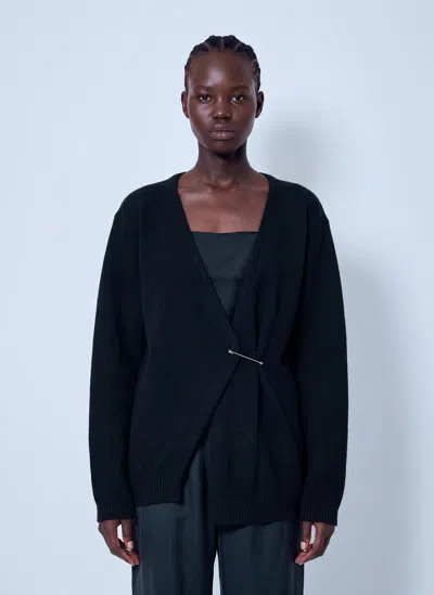 Rohe Off-shoulder Wrap Cardigan In Black