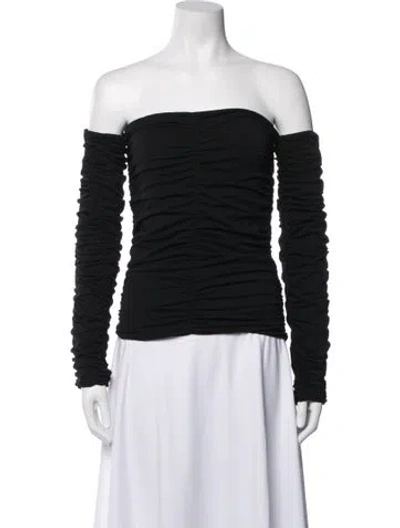 Pre-owned Rohe Off-the-shoulder Long Sleeve Top In Black