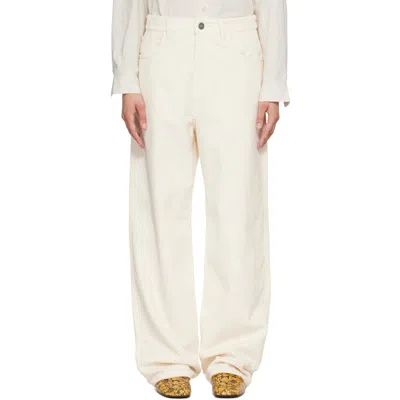 Rohe Off-white Bruun Signature Baggy Corduroy Trousers In Neutral