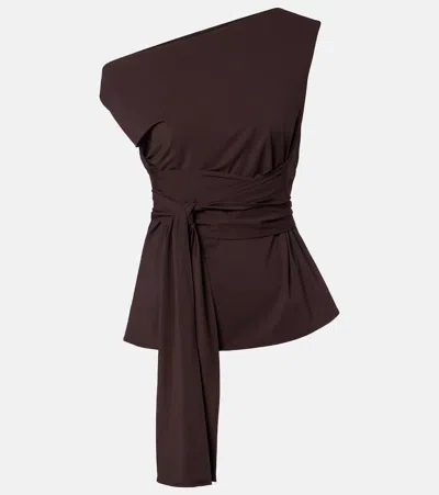 Rohe One-shoulder Jersey Wrap Top In Burgundy