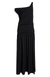 Rohe Off-shoulder Light Nylon Scuba Dress In Black