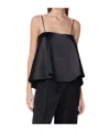 Rohe Peplum Satin Top In Black