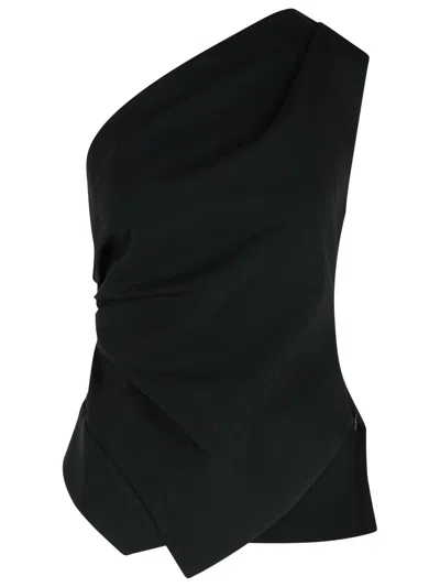 ROHE ONE-SHOULDER TOP IN BLACK VISCOSE BLEND