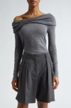 Rohe Long-sleeve Off-the-shoulder Top In Dark Grey Melange