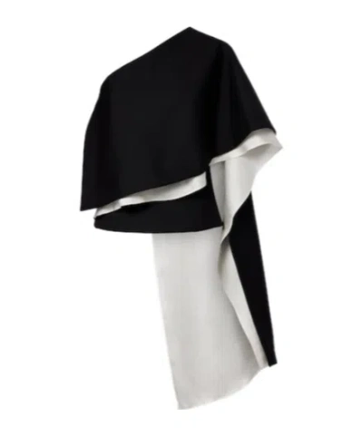ROHE ONE-SHOULDER CAPED WOOL-BLEND TOP