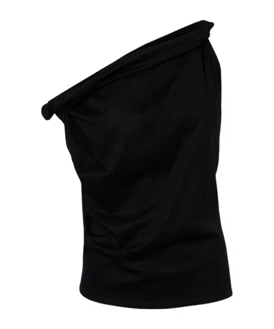 Rohe One-shoulder Cotton-blend Top In Black