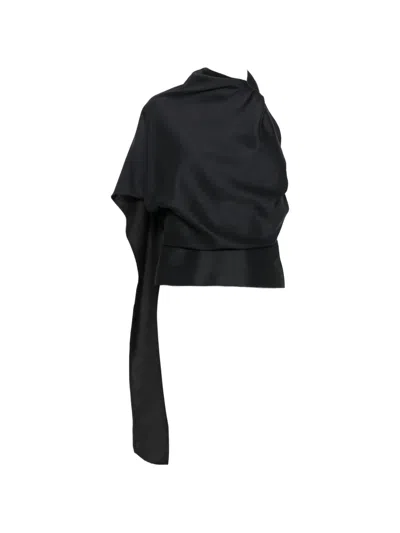 Rohe One-shoulder Scarf-detail Top In Black