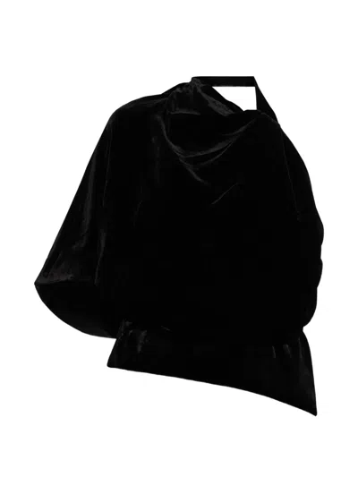 Rohe One-shoulder Velvet Top In Black