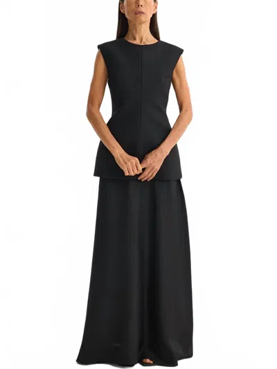 ROHE OPEN BACK INTEGRATED SILK SKIRT DRESS IN BLACK