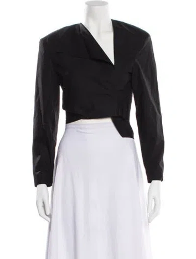 Pre-owned Rohe Open Front Long Sleeve Crop Top In Black
