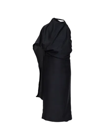 Rohe Open-back Draped Midi Dress In Black
