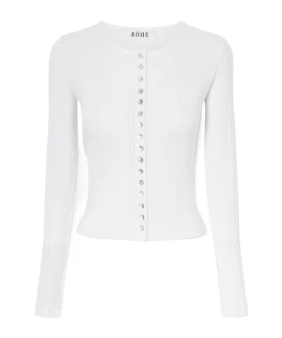 Rohe Pointelle-knit Cotton-jersey Cardigan In White