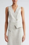 Rohe Overlap Asymmetric Slub Waistcoat In Stone Melange