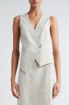 Rohe Overlap Asymmetric Slub Waistcoat In Stone Melange