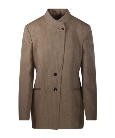 Rohe Róhe Overlap Lapel Blazer In Brown