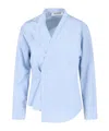 Rohe Róhe Asymmetrical Stripe Shirt In Light Blue Cotton In Blue