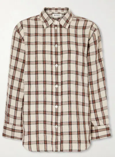Rohe Oversized Check Shirt In Red Table Chk