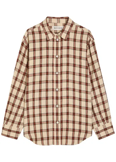 Rohe Oversized Checked Linen Shirt In Brown