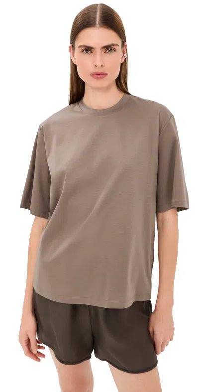 Rohe Oversized Cotton Silk T-shirt Taupe In Brown