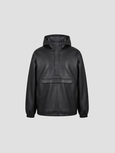 Rohe Oversized Leather Anorak Jacket In Black