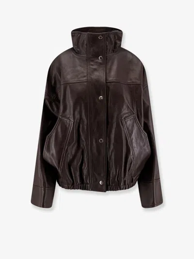 Rohe Oversized Leather Jacket In Brown