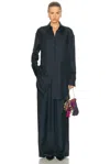 Rohe Oversized Silk Button Down Top In Blue