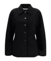Rohe Double-faced Wool Sculptural Sleeve Jacket With Cinched Waist And Four-button Closure In Black