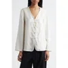 Rohe White Blouse With V Neck And Toggle Closure On The Front In White