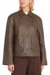 Rohe Patch Pocket Leather Jacket In Earth In Brown