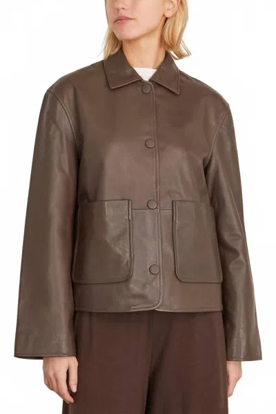 Rohe Patch Pocket Leather Jacket In Earth In Brown