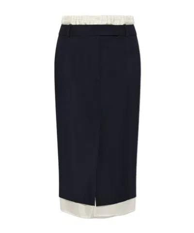 Rohe Ruched Wool And Mohair-blend Midi Skirt In Black