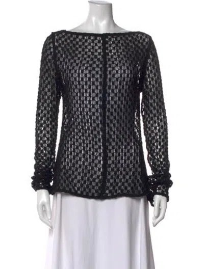 Pre-owned Rohe Patterned Bateau Neckline Top In Black
