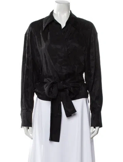Pre-owned Rohe Patterned Long Sleeve Blouse W/ Tags In Black