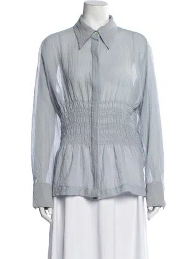 Pre-owned Rohe Patterned Long Sleeve Top In Blue