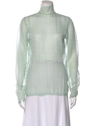 Pre-owned Rohe Patterned Turtleneck Top In Green