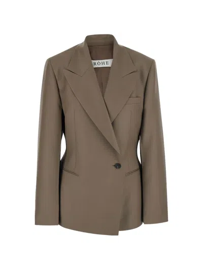 Rohe Peak-lapel Single-breasted Blazer In Brown