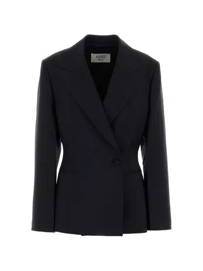 Rohe Peak-lapels Double-breasted Blazer In Black