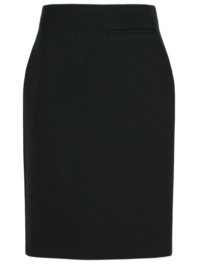 ROHE PENCIL BLACK WOOL BLEND SKIRT