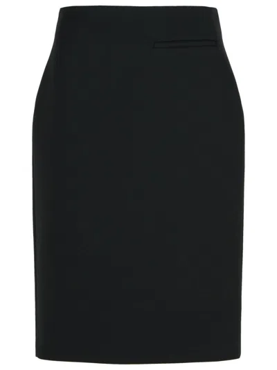 ROHE 'PENCIL' BLACK WOOL BLEND SKIRT