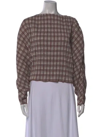 Pre-owned Rohe Plaid Print Crew Neck Top In Multi