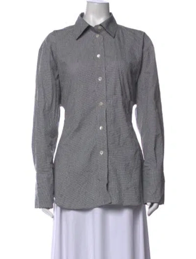 Pre-owned Rohe Plaid Print Long Sleeve Button-up Top In Grey