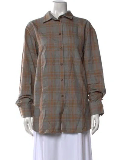 Pre-owned Rohe Plaid Print Long Sleeve Button-up Top In Multicolor