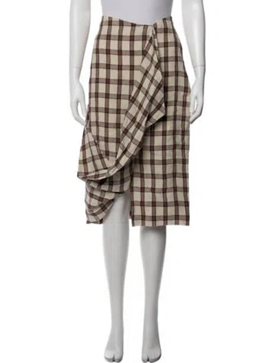 Pre-owned Rohe Plaid Print Midi Length Skirt In Neutrals